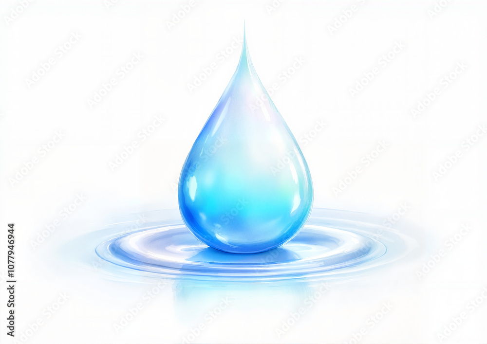 Crystal blue water droplet symbolizing clean ocean Crystal blue water droplet symbolizing clean ocean