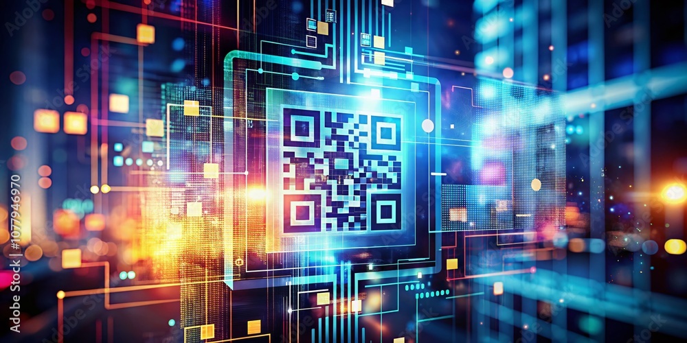 Double Exposure Photography of QR-Codes Combining Digital Elements with Abstract Shapes in a Flat Design Aesthetic for Modern Web and App Interfaces Double Exposure Photography of QR-Codes Combining Digital Elements with Abstract Shapes in a Flat Design Aesthetic for Modern Web and App Interfaces