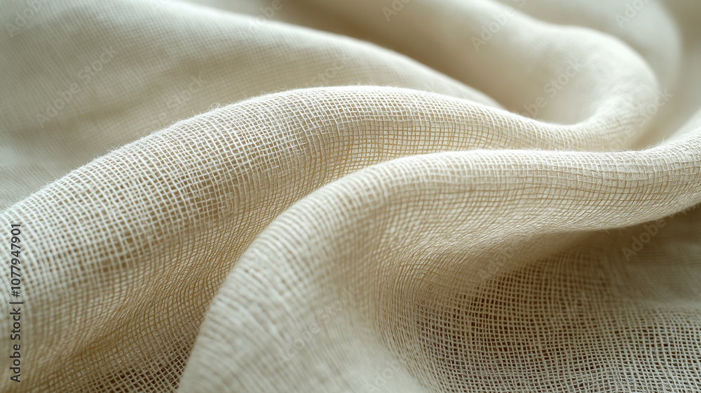 Soft beige fabric texture with flowing curves and fine woven pattern Soft beige fabric texture with flowing curves and fine woven pattern