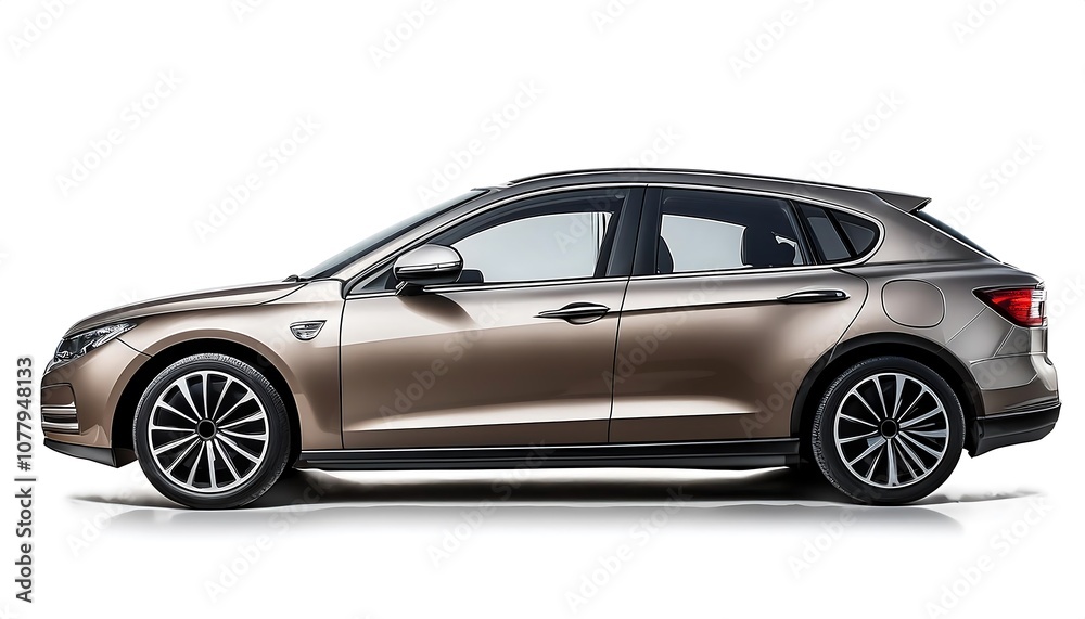 A gleaming silver sports car, isolated on a pristine white background, exudes luxury and speed A gleaming silver sports car, isolated on a pristine white background, exudes luxury and speed