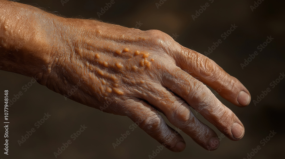 Fototapeta premium Close up of a Wrinkled Hand with Brown Spots
