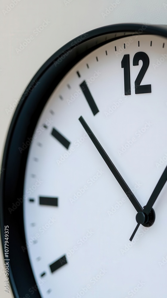 A close-up of a modern wall clock, highlighting the minimalist design and clean lines, perfect for home or office decor. A close-up of a modern wall clock, highlighting the minimalist design and clean lines, perfect for home or office decor.