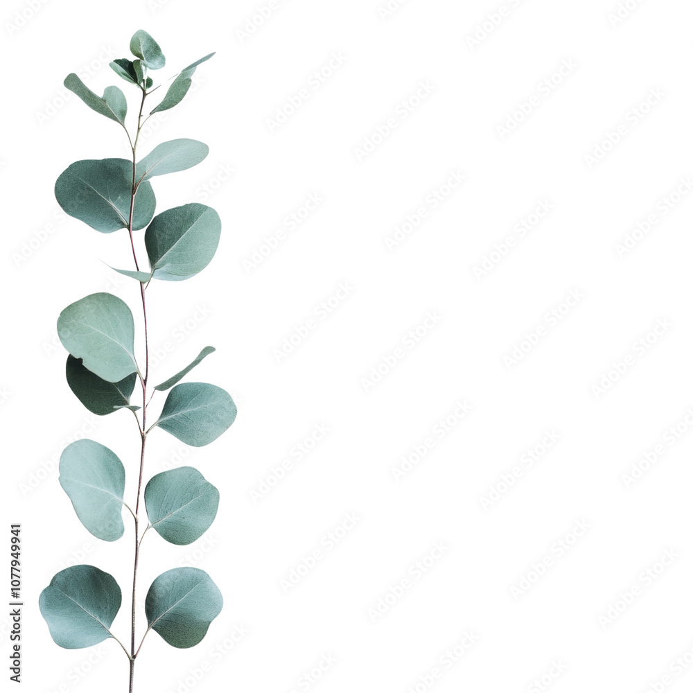 Fresh eucalyptus sprig, isolated transparent background