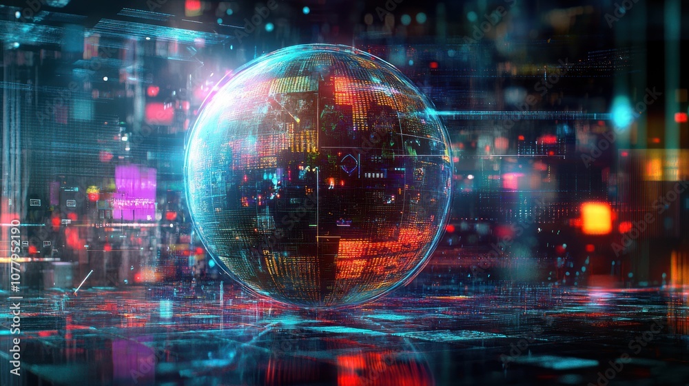 Digital Globe in a Futuristic Setting Digital Globe in a Futuristic Setting