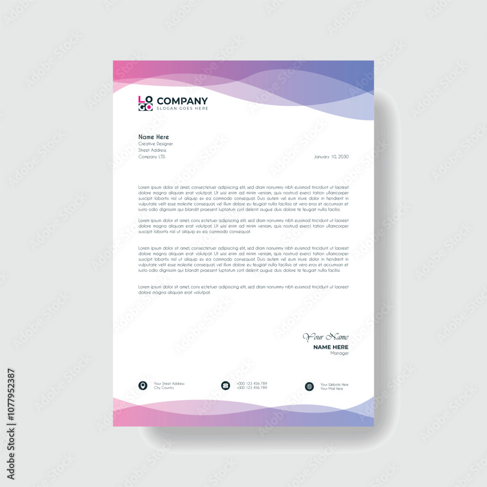 Obraz premium Professional And Creative Modern Corporate Business Letter Head Template.