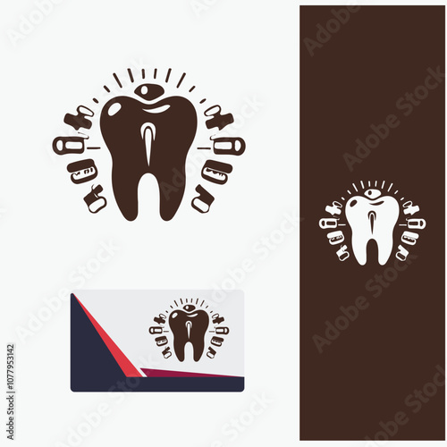 Vintage Dental Logo Featuring a Strong Tooth