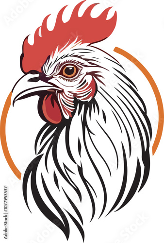 logo majestic rooster vector illustration stylized graphic design the red crest really stands out on the side