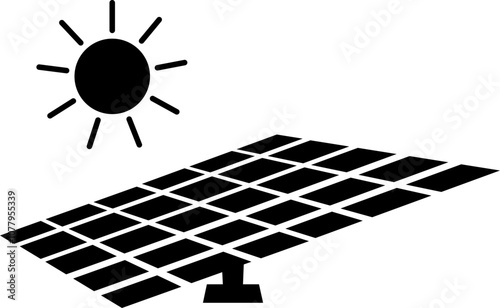 Solar system plates icon. The main solar panel types flat and line vector of monocrystalline polycrystalline and thin film solar energy panel with Sun isolated on transparent background