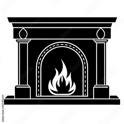 illustration of a fireplace column