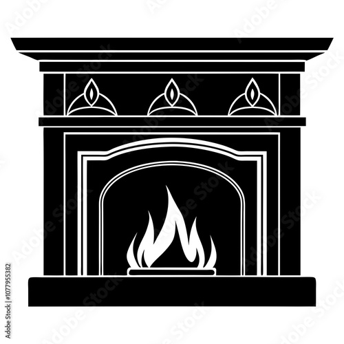 classic fireplace illustration