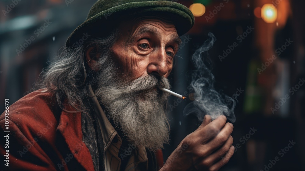 Portrait of a Elderly Man Smoking Portrait of a Elderly Man Smoking