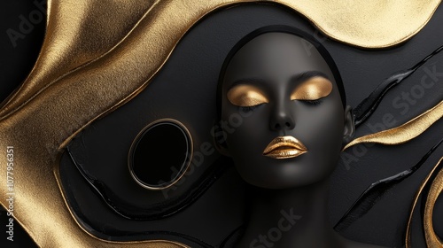 Elegant black and gold luxury skincare advertisement.