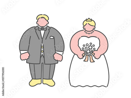 新郎新婦　結婚式　ウエディング　イラスト