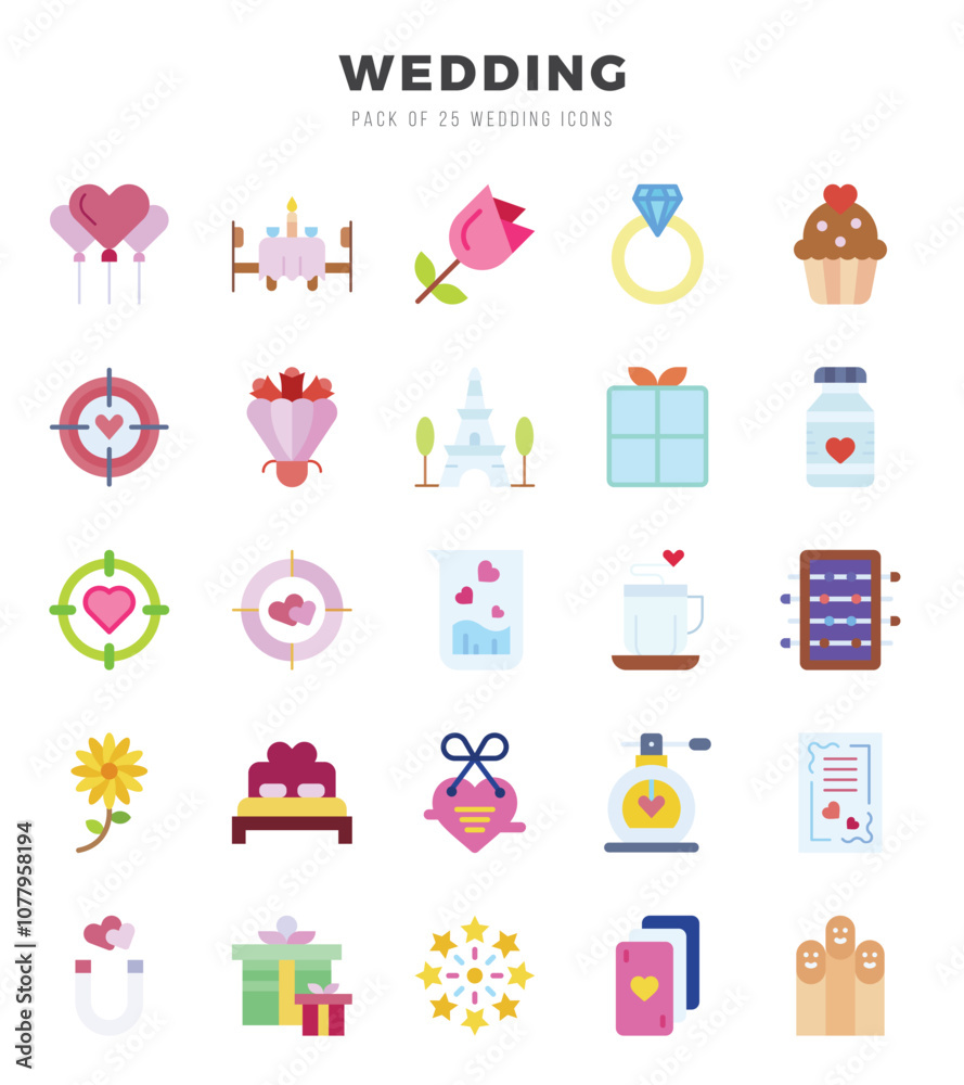 Set of Wedding Icons Flat icons collection. Set of Wedding Icons Flat icons collection.