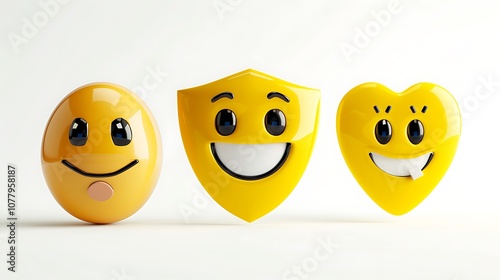 emojis with purewhitebackground protection shield photo