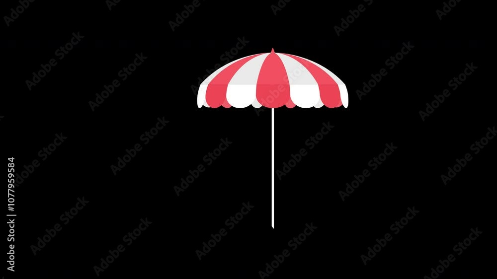 Beach umbrella concept loop animation video with alpha channel