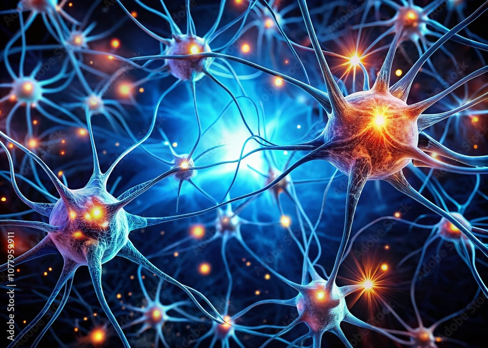 Glowing Neurons Background: A Stunning Silhouette Display of AI-Generated Neural Connections and Brain Activity in Vibrant Colors for Science and Technology Themes Glowing Neurons Background: A Stunning Silhouette Display of AI-Generated Neural Connections and Brain Activity in Vibrant Colors for Science and Technology Themes