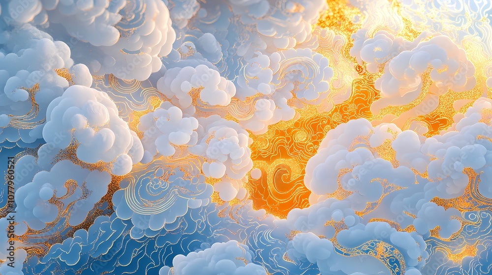 custom made wallpaper toronto digitalTraditional Chinese 3d auspicious cloud illustration poster background
