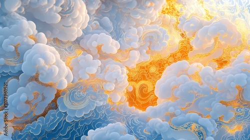 Traditional Chinese 3d auspicious cloud illustration poster background