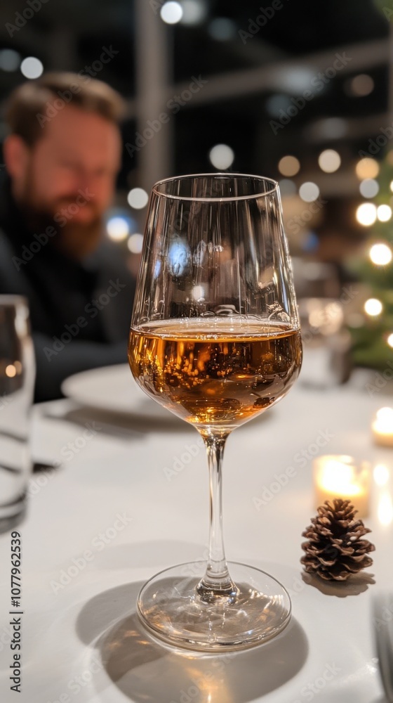 Obraz premium Elegant dining with a glass of german eiswein and candlelight ambiance