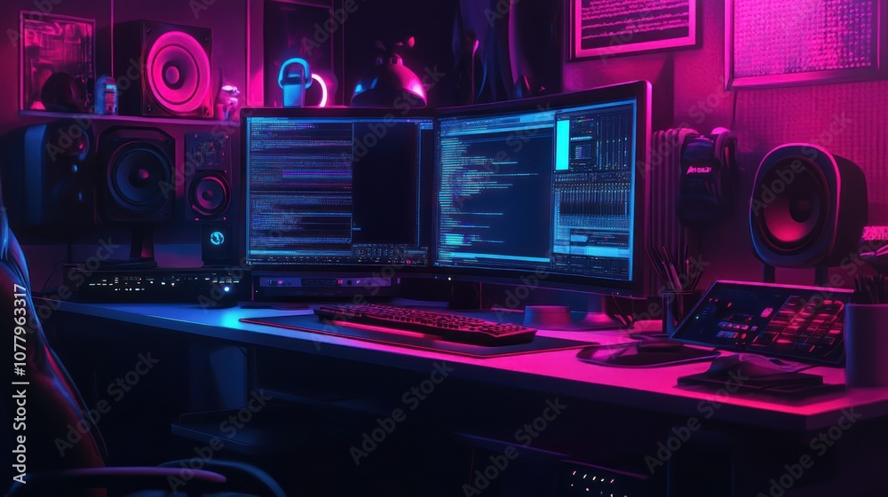 Neon Lit Gaming Setup Neon Lit Gaming Setup