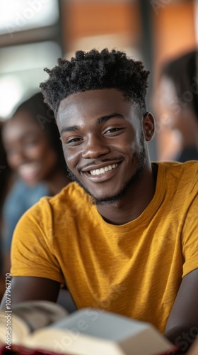 Energetic teens enjoying group study session with books