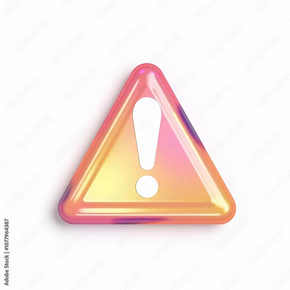 3D Graphical Object with Fading Warning Indicators in Iridescent Color-Shifting Theme for Digital Design Projects on White Background 3D Graphical Object with Fading Warning Indicators in Iridescent Color-Shifting Theme for Digital Design Projects on White Background