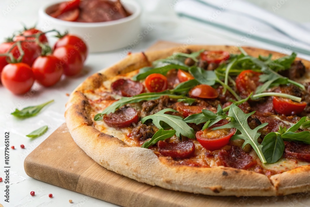 Isolated Spicy Meat Pizza Close-Up for Menu Presentation, Showcasing Italian Cuisine with Fresh Ingredients and Vibrant Colors for Culinary Photography Isolated Spicy Meat Pizza Close-Up for Menu Presentation, Showcasing Italian Cuisine with Fresh Ingredients and Vibrant Colors for Culinary Photography