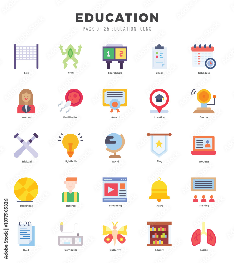 Set of simple Flat Education Icons. Flat art icons pack. Set of simple Flat Education Icons. Flat art icons pack.