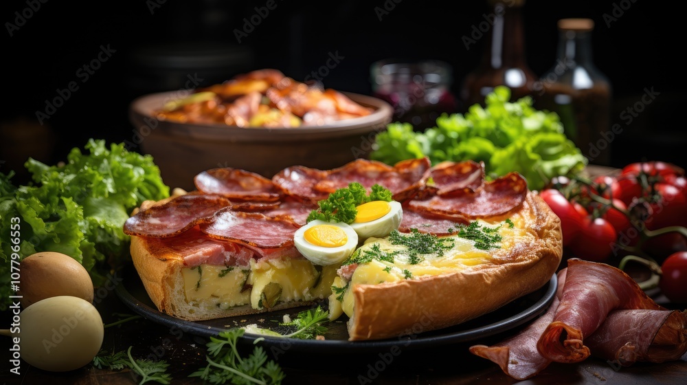 Traditional french pie Quiche lorraine UHD Traditional french pie Quiche lorraine UHD