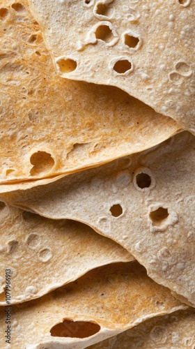 Freshly baked lavash bread closeup - rustic culinary delight photo