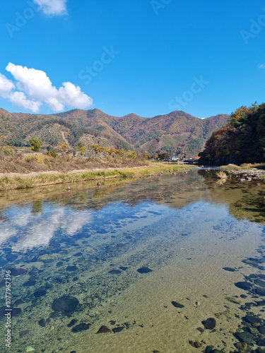 This is a riverside scene in Mungyeong, Jeollabuk-do.