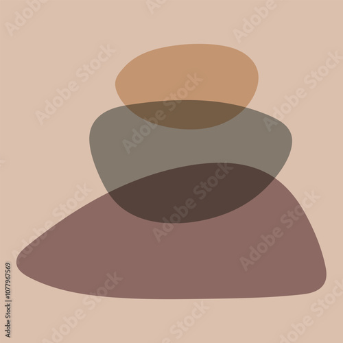 Abstract Stone Stack, Minimalist, Earthy Tones, Boho Chic, Vector Illustration