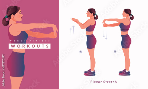 Flexor Stretch exercise, Woman workout fitness, aerobic and exercises.