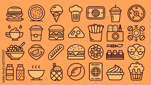 Cafe and Food Icons, Coffee Shop Vector Pack, Food Clipart Collection
