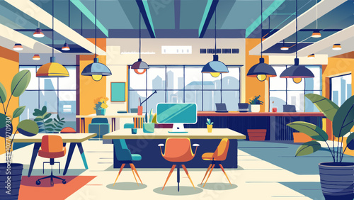  Vector Modern and Bright Workspace