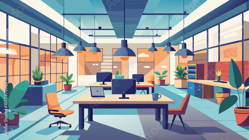  Vector Modern and Bright Workspace
