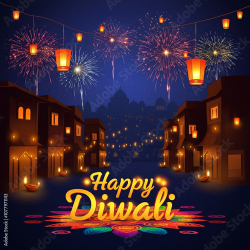 Diwali celebration scene wi...