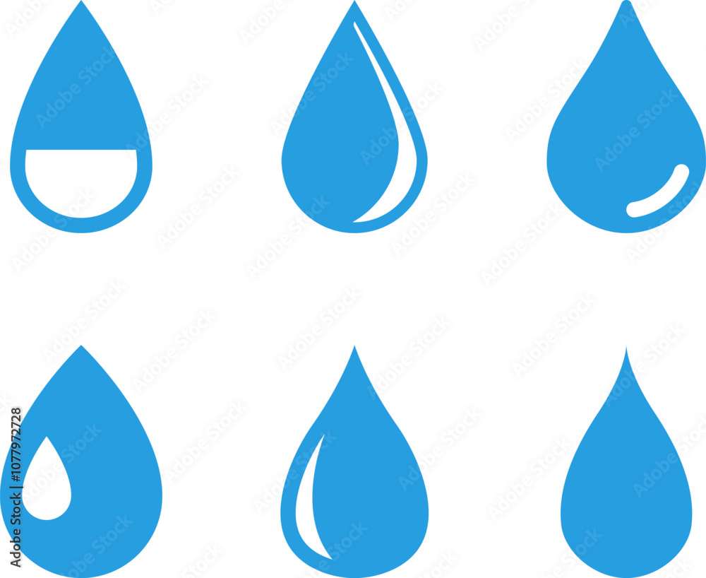 Vector blue water drop icon set. Flat droplet shapes collection. Vector blue water drop icon set. Flat droplet shapes collection.