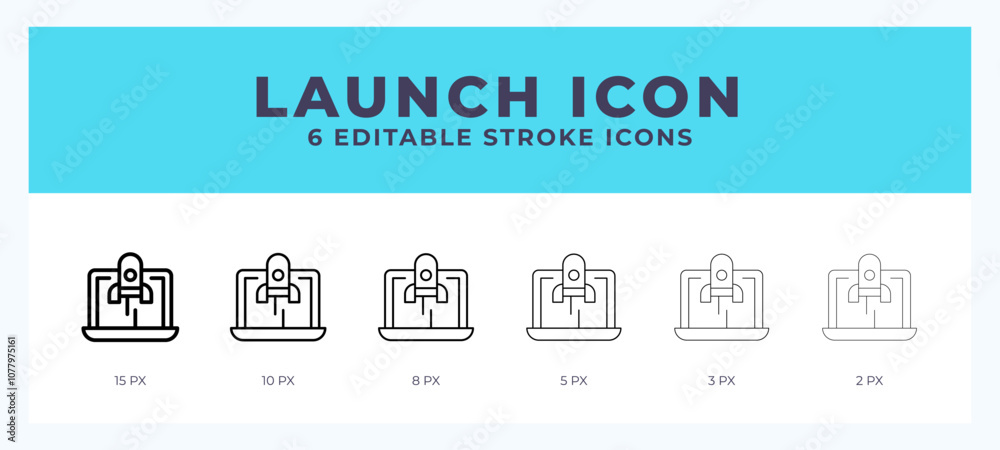 Launch icon in thin line. Bold line. Regular line. Editable stroke. Launch icon in thin line. Bold line. Regular line. Editable stroke.