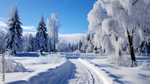 Snowy Forest Path