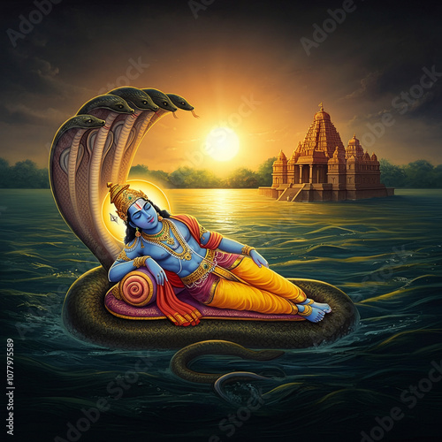 Illustration of Lord Vishnu...