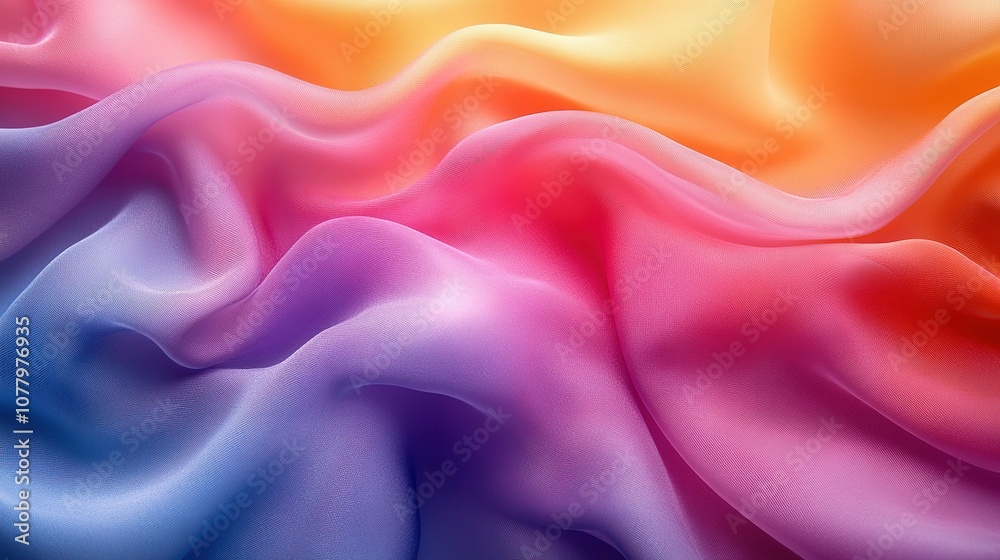 Fototapeta premium Abstract Colorful Fabric Texture with a Gradient of Orange, Pink, Purple, and Blue
