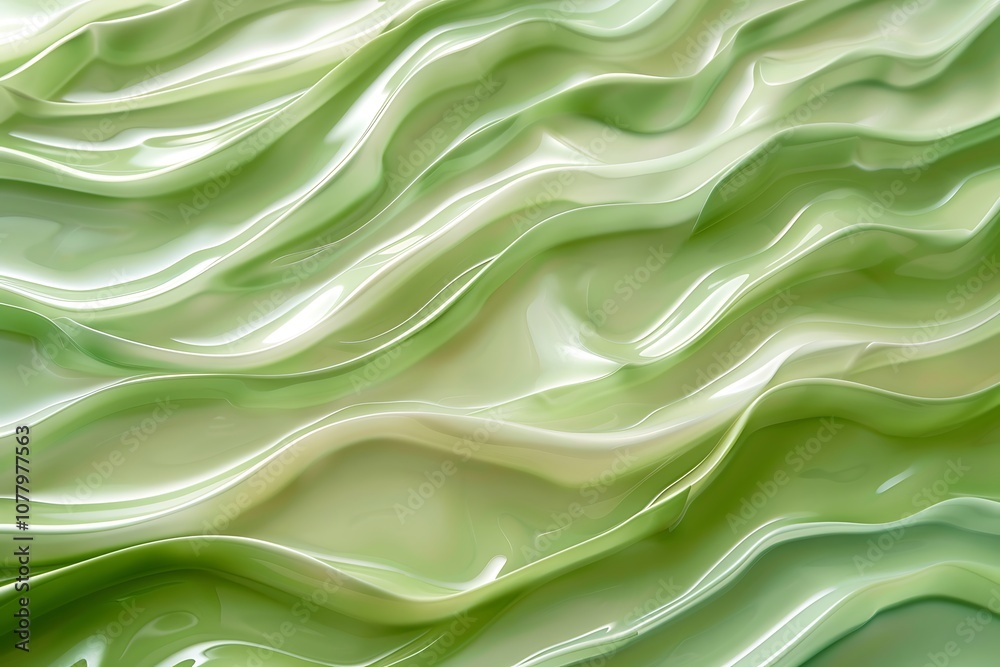 Abstract green smoke on white background.