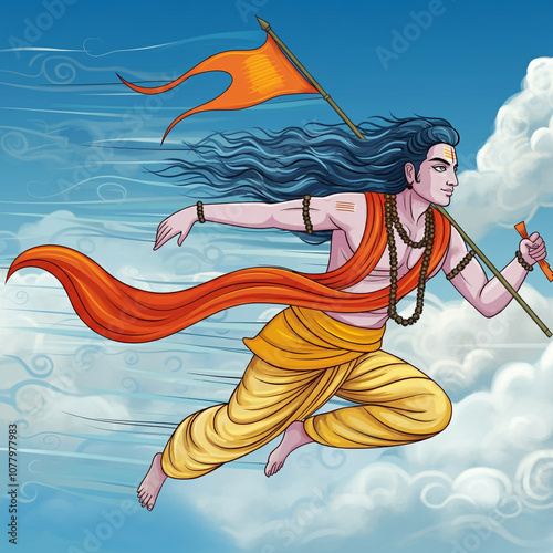 Illustration of Lord Vayu, ...
