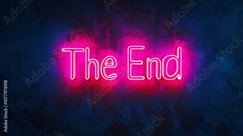 The End Retro Neon Sign on Trendy Background. AI Generative photo