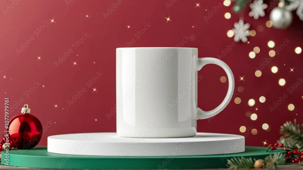 Blank Mug Mockup Decorated for Christmas Blank Mug Mockup Decorated for Christmas
