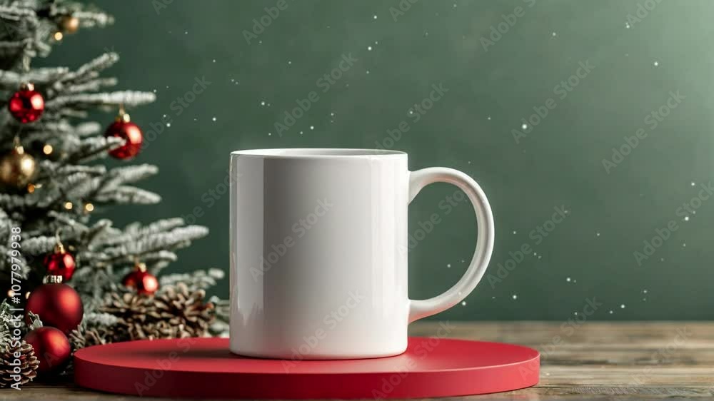 Blank Mug Mockup Decorated for Christmas Blank Mug Mockup Decorated for Christmas
