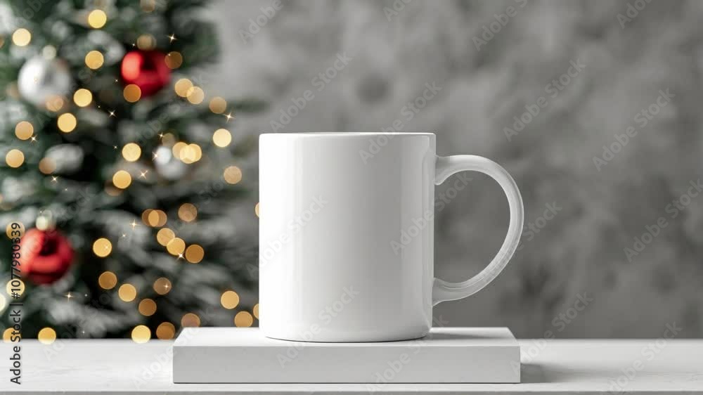 Blank Mug Mockup Decorated for Christmas Blank Mug Mockup Decorated for Christmas