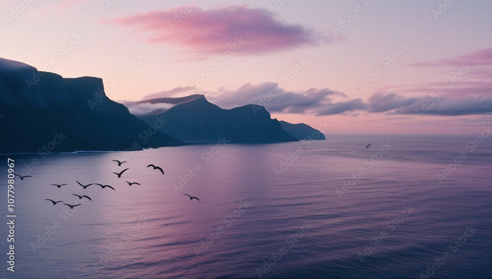 Dawn’s First Light: A Mountain Ridge Meets the Ocean